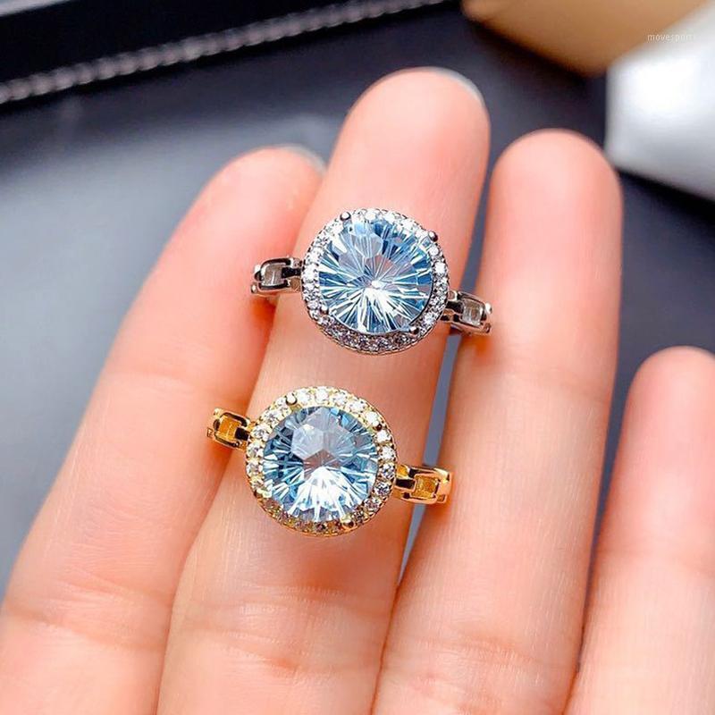 Wedding Rings Exquisite Ring Round Dazzling Blue Cubic Zircon Fashion Romantic Eternity Promise Jewelry Women's Valentine's Day Gift1