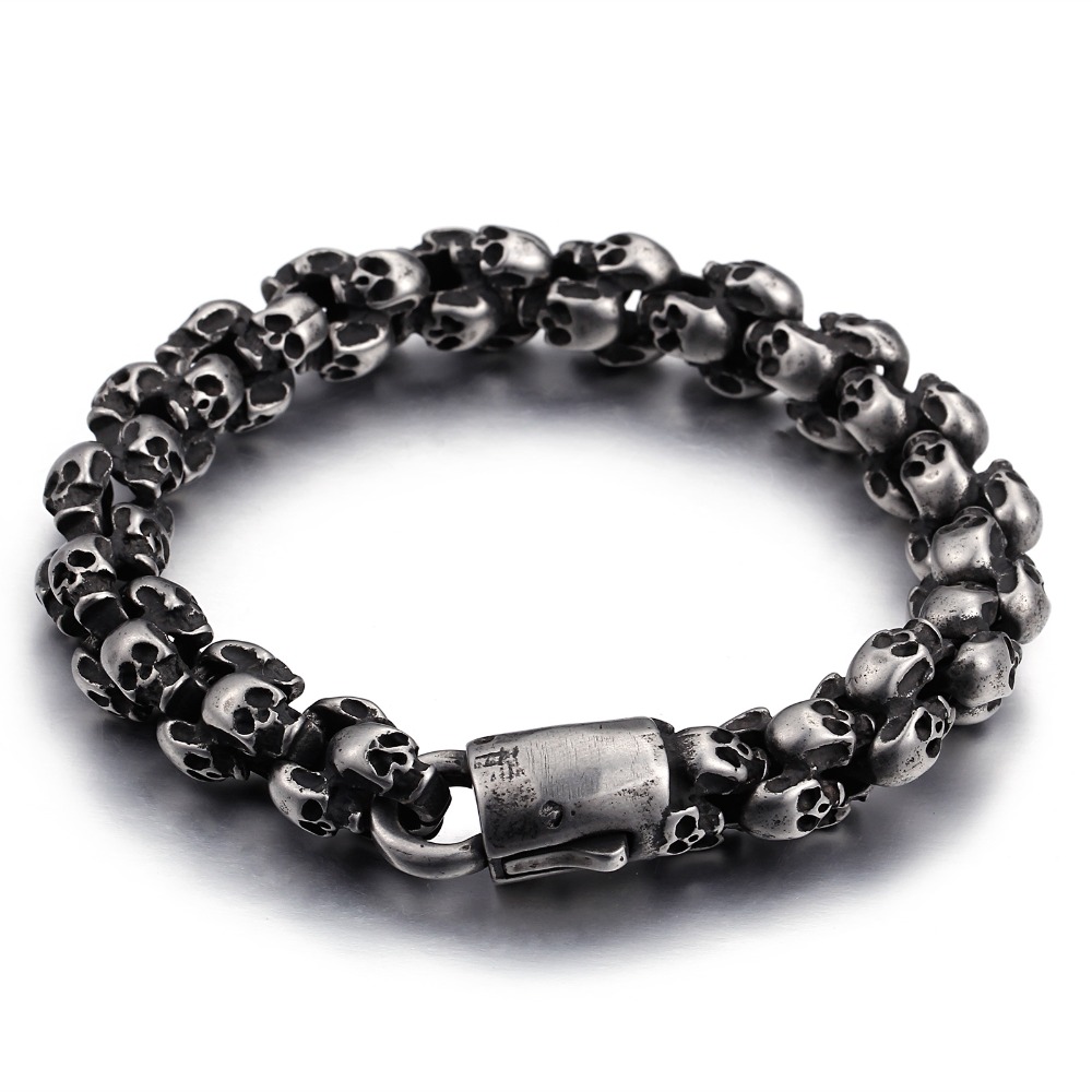 KALEN Punk Skull Bracelets Men Stainless Steel Shiny Matte Skull Charm Link Chain Brecelets Male Gothic Jewelry 2021s
KALEN Punk Skull Bracelets Men Stainless Steel Shiny Matte Skull Charm Link Chain Brecelets Male Gothic Jewelry 2021s