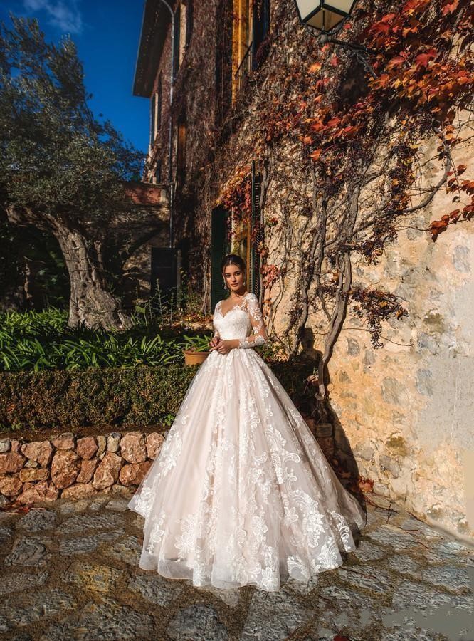 Modest Elegant Plus Size A-Line Wedding Dress Bridal Gowns Lace Sweetheart Long Illusion Sleeves Sweep Train Formal Dresses vestidos de novia Custom M