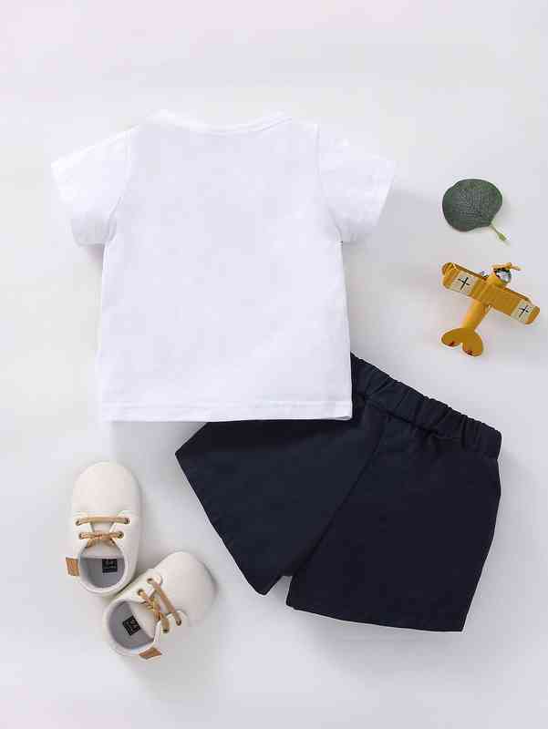 Baby Tie Print Colorblock Tee And Shorts SHE