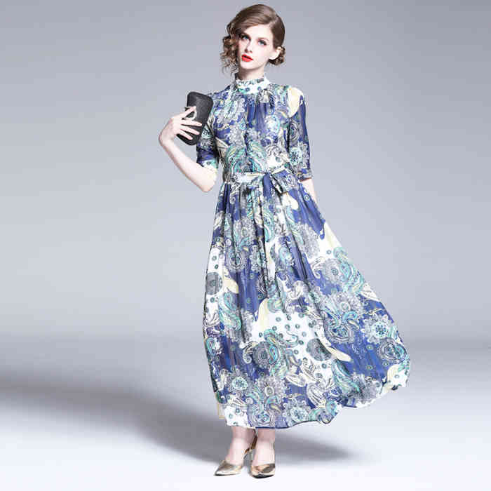 Summer Vintage Yamamoto Feet Nude Super Fairy Dress Floral Chiffon Waist Slimming Cover Belly Long Dresses 210514