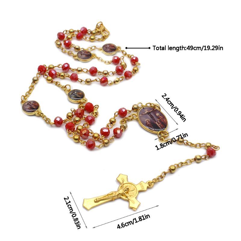 Christian Crucifixion Jesus Chain Russian Cross Prayer Hanger Crucifixion Cross Hanger Chain Jesus Glass Crystal Chain