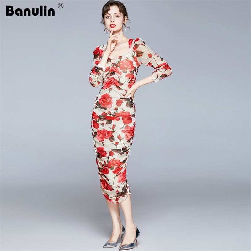Banulin Women Fashion Designer Summer Office Midi Dress Half Sleeve Draped Floral Print Elegant Ladies Mesh Pencil 210603, Design and color
Banulin Women Fashion Designer Summer Office Midi Dress Half Sleeve Draped Floral Print Elegant Ladies Mesh Pencil 210603, Design and color