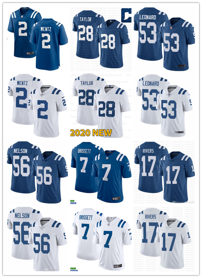 Men Women Youth Indianapolis Colts 7 Jacoby Brissett 2 Carson Wentz 28 Jonathan Taylor 53 Darius Leonard 56 Quenton Nelson 17 Philip, Black;red