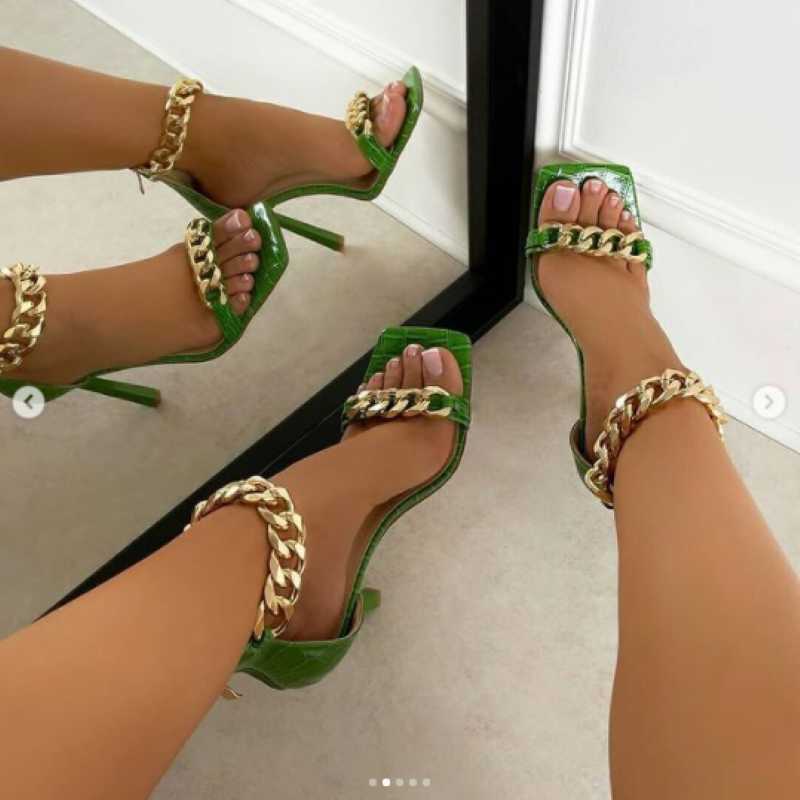 2021 New Women's High-Heeled Sandals Sexy Square Head Stone Pattern Metal Chain Stiletto Women's Shoes Nightclub Party Shoes Y0721, Black
2021 New Women's High-Heeled Sandals Sexy Square Head Stone Pattern Metal Chain Stiletto Women's Shoes Nightclub Party Shoes Y0721, Black