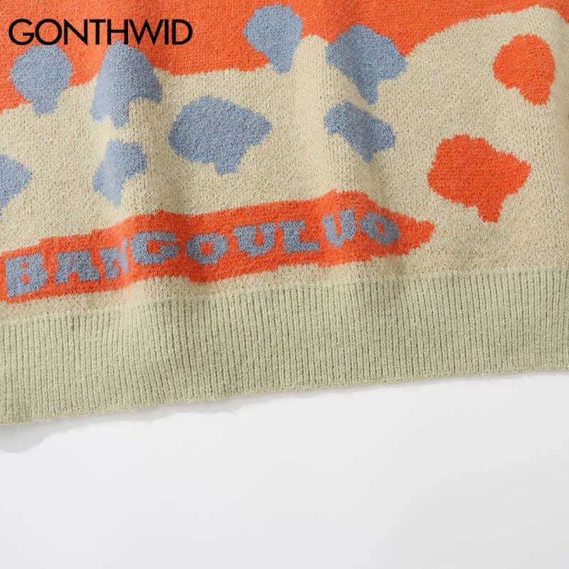 GONTHWID Sweaters Hip Hop Knitted Mountain Landscape Pullover Sweater Harajuku Hip Hop Fashion Casual Streetwear Knitwear Tops 210929