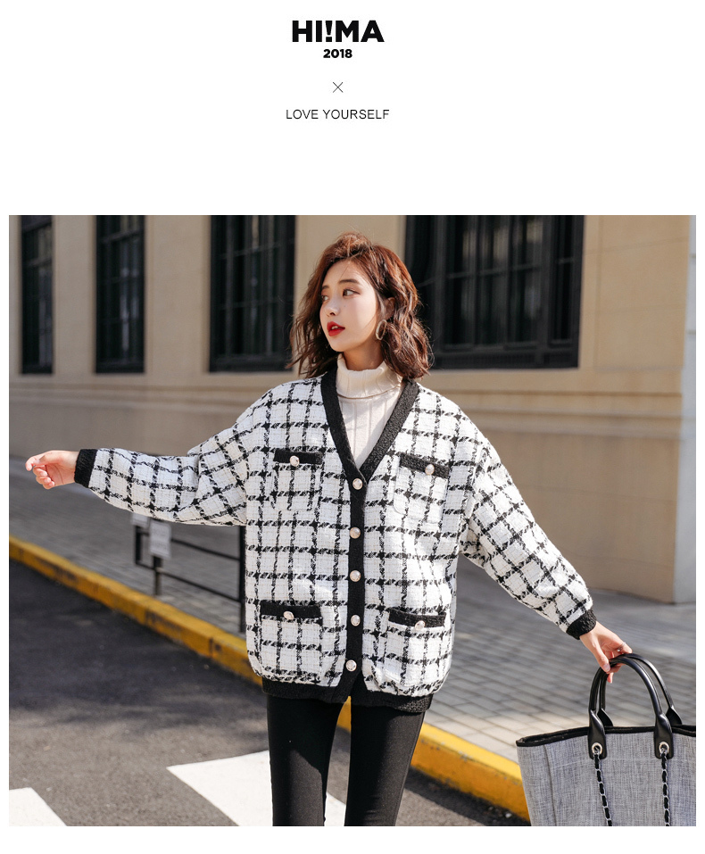 Autumn Winter single-breasted casual Coat Women fashion plaid Tweed jackets Coats Female Comfortable 210519