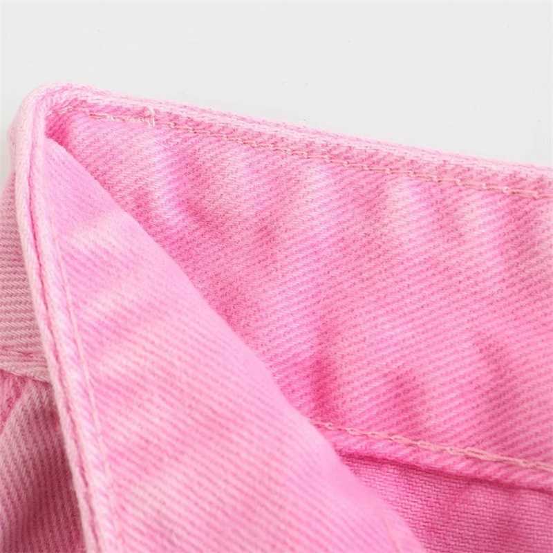 TRAF Women Fashion Solid Color Denim Shorts Retro High Waist Button Placket Short Jeans Streetwear 210714