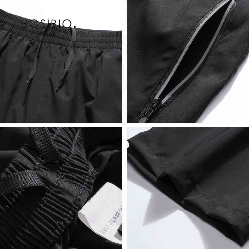 Mens Shorts Black Solid Summer Quick Dry Clothing Elastic Waist Zipper Pocket Casual Bermuda Male Plus Size Big 6XL 8XL 210518