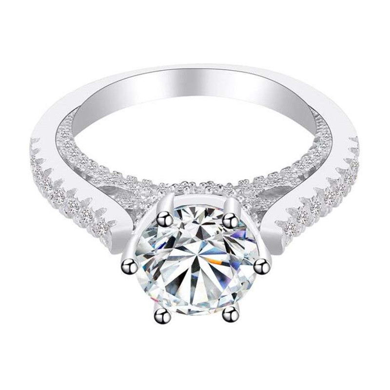 Choucong Brand Luxury Jewelry Simple Fashion Jewelry Real 925 Sterling Silver Round Cut White Topaz CZ Diamond Party Gemstones Women Wedding Bridal Ba