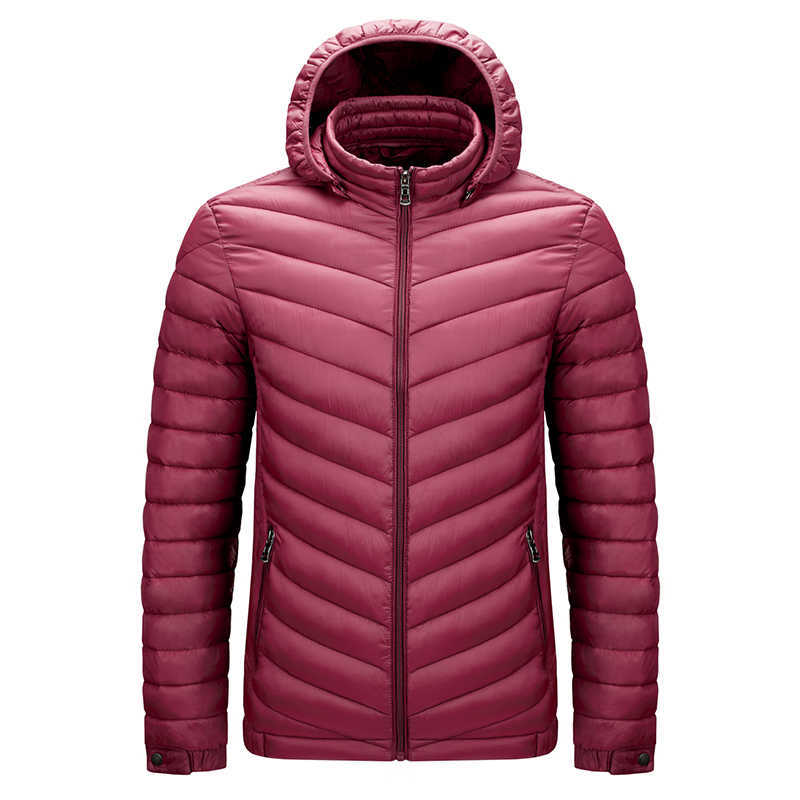 DARPHINKASA Men Winter Parka Coat Jacket Waterproof Hooded Hat Detachable Jacket Men Solid Color Ultra Light Women Parka Coat 210818