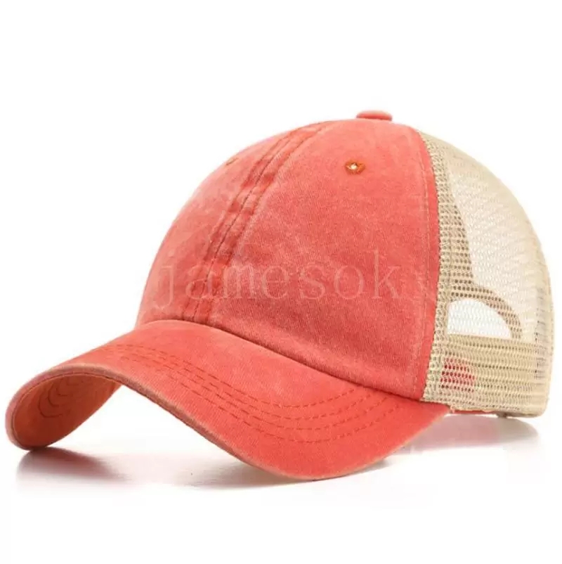 7 Colors Ponytail Hats Men Woman Washed Mesh Baseball Cap Outdoor Sports Adjustable Sun Protection Net Caps DB756