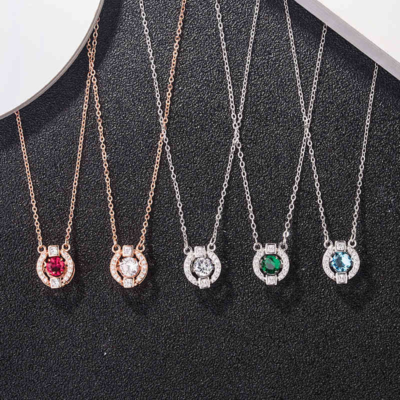 S925 Sterling Silver Leaping Round Smart Necklace Heart-shaped Chain Clavicle Female Shi's Beating Heart Pendant