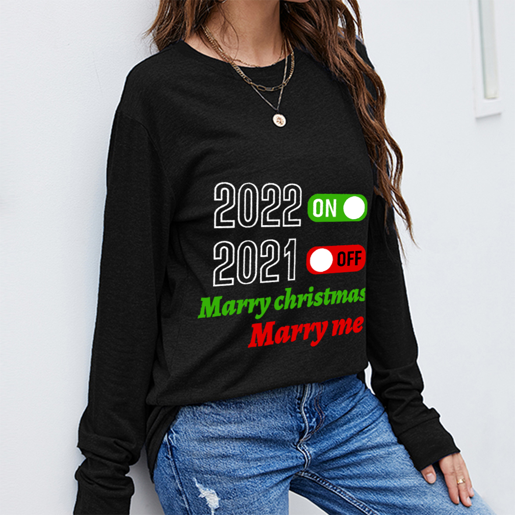 Women T-shirt Pullovers Autumn Winter Female Christmas Pattern English Letters Printing Long Sleeve Round Collar Tees Casual Sport Loose Street Wear Tops, Black 1 
Women T-shirt Pullovers Autumn Winter Female Christmas Pattern English Letters Printing Long Sleeve Round Collar Tees Casual Sport Loose Street Wear Tops, Black 1