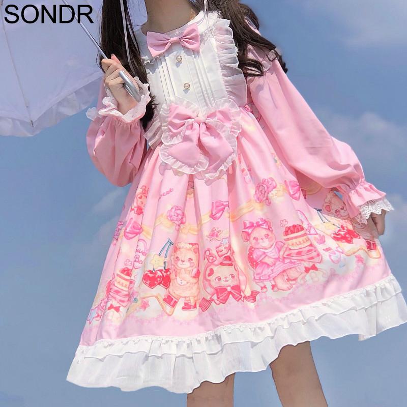 Casual Dresses Kawaii Japanese Lolita Dress Women Spring 2021 Sweet Cute Vintage Bear Tea Party Soft Girl Lace Ruffle Pink OP, Sky blue
Casual Dresses Kawaii Japanese Lolita Dress Women Spring 2021 Sweet Cute Vintage Bear Tea Party Soft Girl Lace Ruffle Pink OP, Sky blue