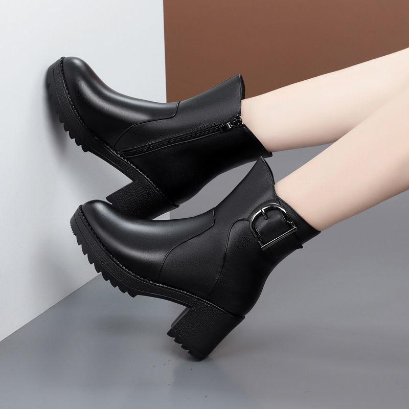 Boots Spring Autumn Lacing Knee High Women Fashion White Square Heel Woman Leather Shoes Winter PU Large Size