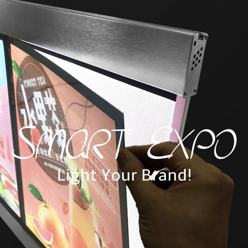 Advertising Display 60x160cm Slimline Magnetic LED Menu Boards Restaurant Illuminated Panels with 4pcs Lightbox Units Wooden Case Packing