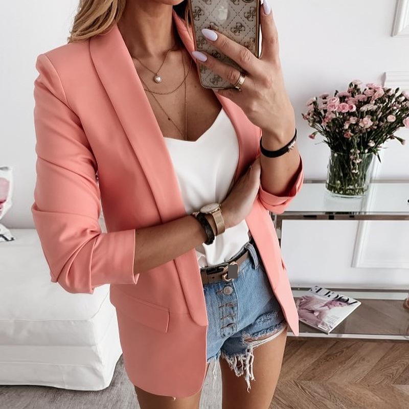 GetSpring Women Blazer Temperament Ladies Black Coat Long Sleeve Women's Slim Suit Jacket Fashion Autumn 210513