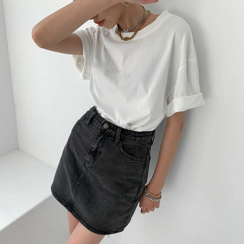 Yedinas Summer 100% Cotton T Shirt Oversized Korean Short Sleeve T-shirts Basic Couples T-shirt Solid Color Plus Size Tops Tee 210527
