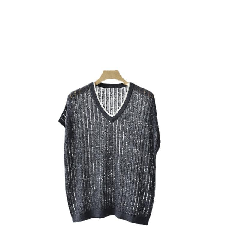 Women' Sweaters SHUCHAN See Through For Women V-Neck 85% Silk+15% Cashmere Thin High Street Short Sleeve Pullover, Beige
Women' Sweaters SHUCHAN See Through For Women V-Neck 85% Silk+15% Cashmere Thin High Street Short Sleeve Pullover, Beige