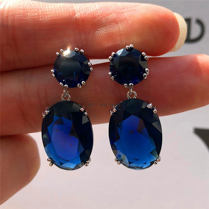 Fashion Water Drop Stud Earrings Cubic Zircon Stone Diamond Ear Rings for Women Sterling Silver Filled Crystal Drop Flower Bridal Wedding Jewelry Gift