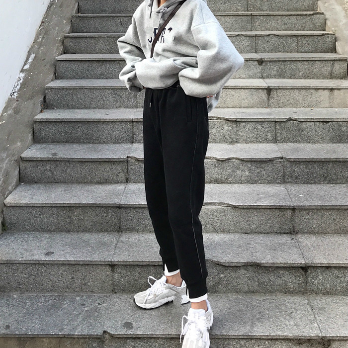 Nomikuma Autumn Winter fleece Knitted Split Harem Pants Causal Solid Women Sweater Trousers New Korean Long Pants 6C879 210427