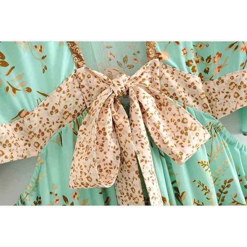 Summer bohemian dress women boho Floral long Vintage elegant vestidos bkacless party holiday beach 210521