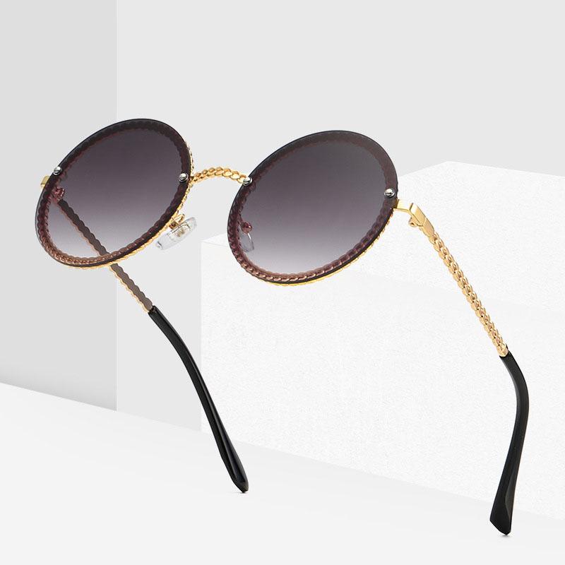 Sunglasses Xiaoxiang Round Frame Ladies Metal Chain Fashion Rimless Trendy Glasses Oculos Sol Feminino, White;black
Sunglasses Xiaoxiang Round Frame Ladies Metal Chain Fashion Rimless Trendy Glasses Oculos Sol Feminino, White;black