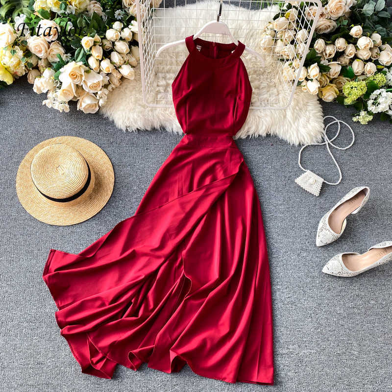 Fitaylor Summer Spring Elegant Knitted Halter Solid Sleeveless Vivid Color Women Female A-line High Waist Long Dress Y0603, Green
Fitaylor Summer Spring Elegant Knitted Halter Solid Sleeveless Vivid Color Women Female A-line High Waist Long Dress Y0603, Green