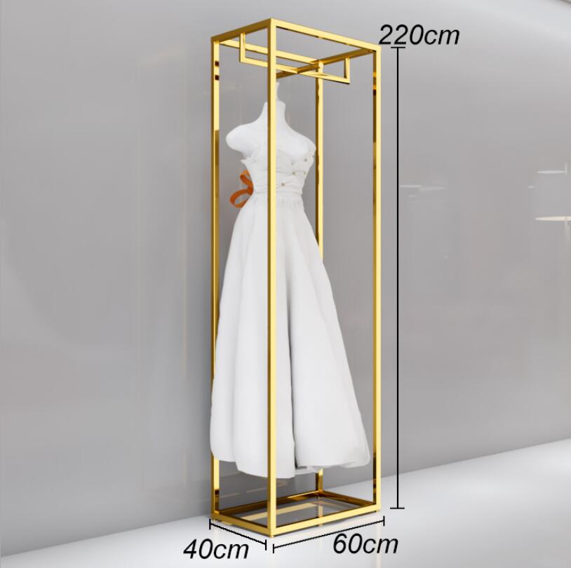 Wedding dress rack high grade display frame Commercial Furniture floor type gold special studio dresses shelf iron clothing store clothes racks