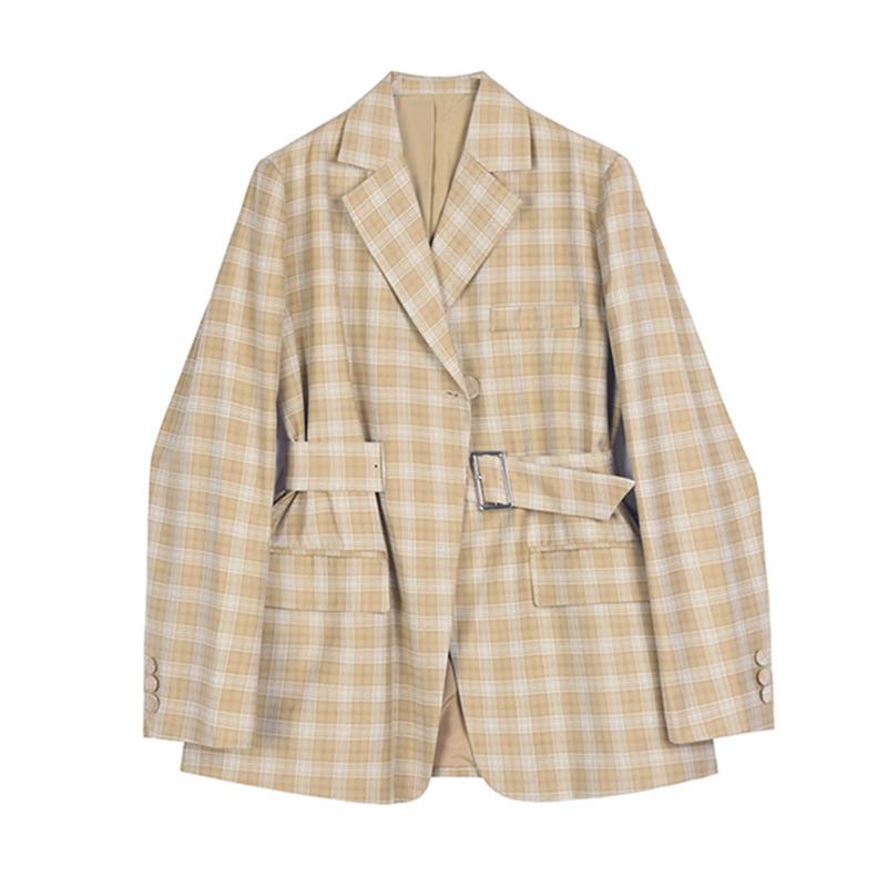 Women' Suits & Blazers YIZZHOY Spring Autumn Women Long Sleeve Sing Button Blazer Office Lady Notched Collar Vintage Loose Plaid With Belt, Beige
Women' Suits & Blazers YIZZHOY Spring Autumn Women Long Sleeve Sing Button Blazer Office Lady Notched Collar Vintage Loose Plaid With Belt, Beige