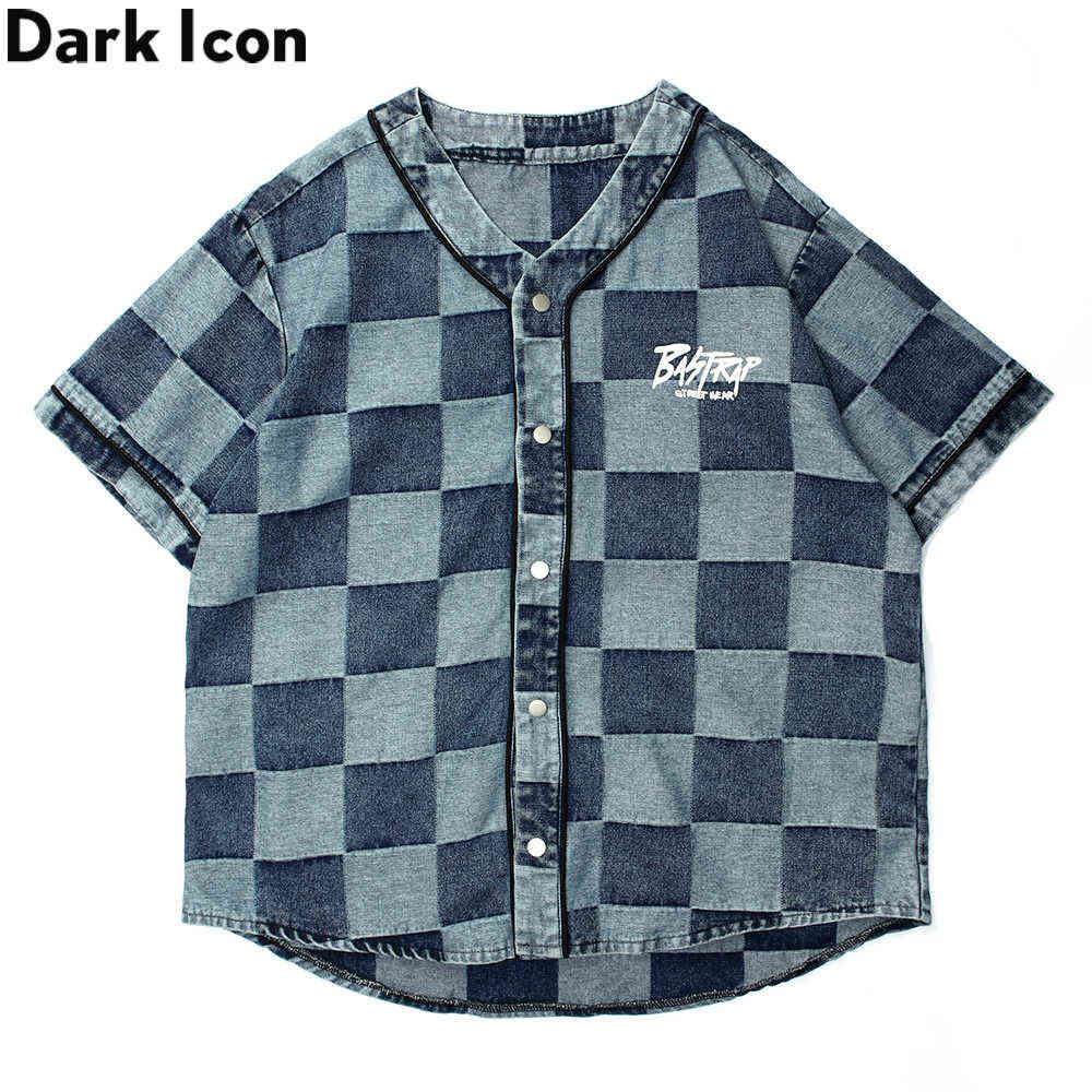 Plaid Denim Baseball Shirt Letters Printed Hip Hop Shirts Men Streetwear Outerwear Men's Shirt Short Sleeve 210603, Blue
Plaid Denim Baseball Shirt Letters Printed Hip Hop Shirts Men Streetwear Outerwear Men's Shirt Short Sleeve 210603, Blue