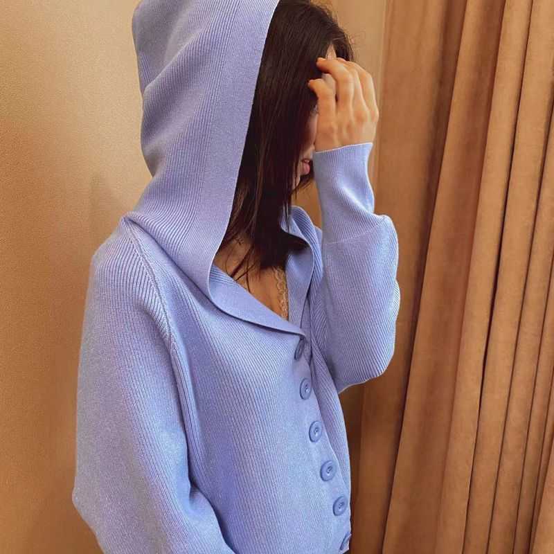 GIGOGOU Hooded Women Cardigan Sweater Short Preppy Style Campus Student Cardigans Knitted Soft Female Jumpers Top Outfits 210714