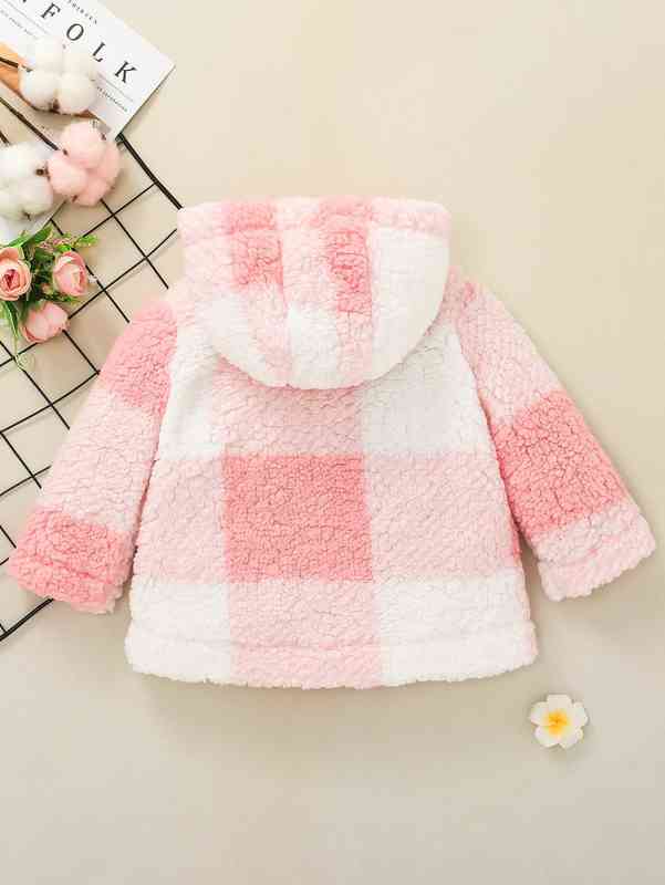 Baby Buffalo Plaid Print Hooded Fleece Coat SHE