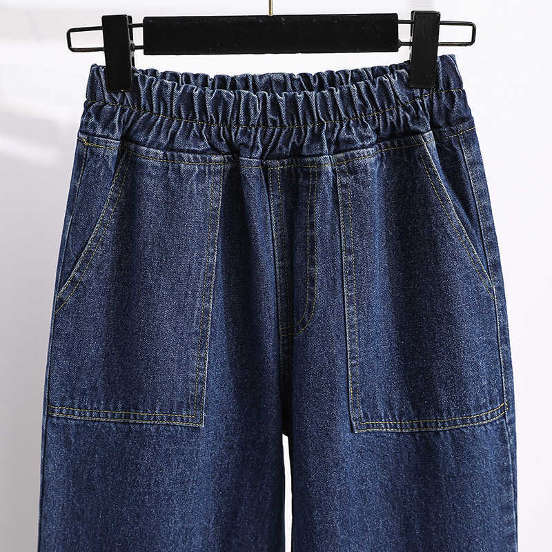 DIMANAF Women Jeans Pants High Waist Loose Denim Female Elastic Spring Basic Pockets Blue Trousers ed 210922