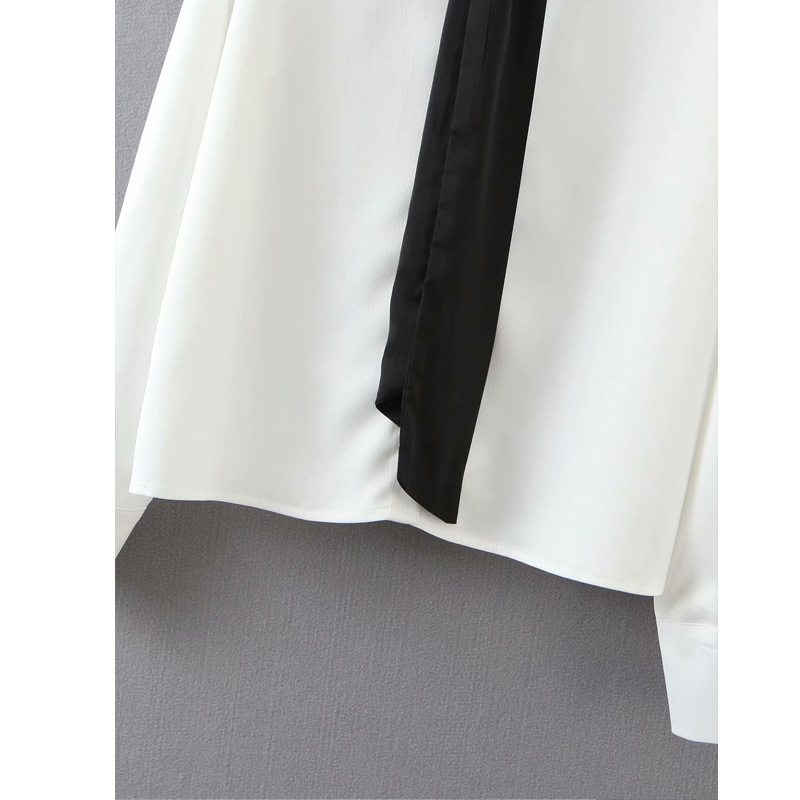 Pearl Buckle Bow Tie Long Sleeve Shirt: Korean Fashion White Summer Sweet Top