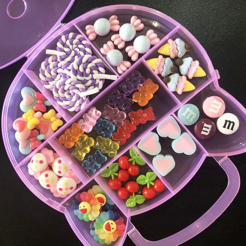 Nail Art Decorations 24/50PCS Kawaii Resin Gummy Bear Mix Candy For Acrylic Tips Decoration In 24 Grids BOX Decal Charm Kit B050(A)