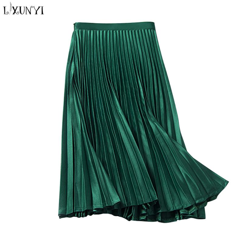 Skirts LXUNYI Satin Pleated Women Long Elastic Waist Skirt Summer Spring Green Black High Solid Casual, Mid black
Skirts LXUNYI Satin Pleated Women Long Elastic Waist Skirt Summer Spring Green Black High Solid Casual, Mid black
