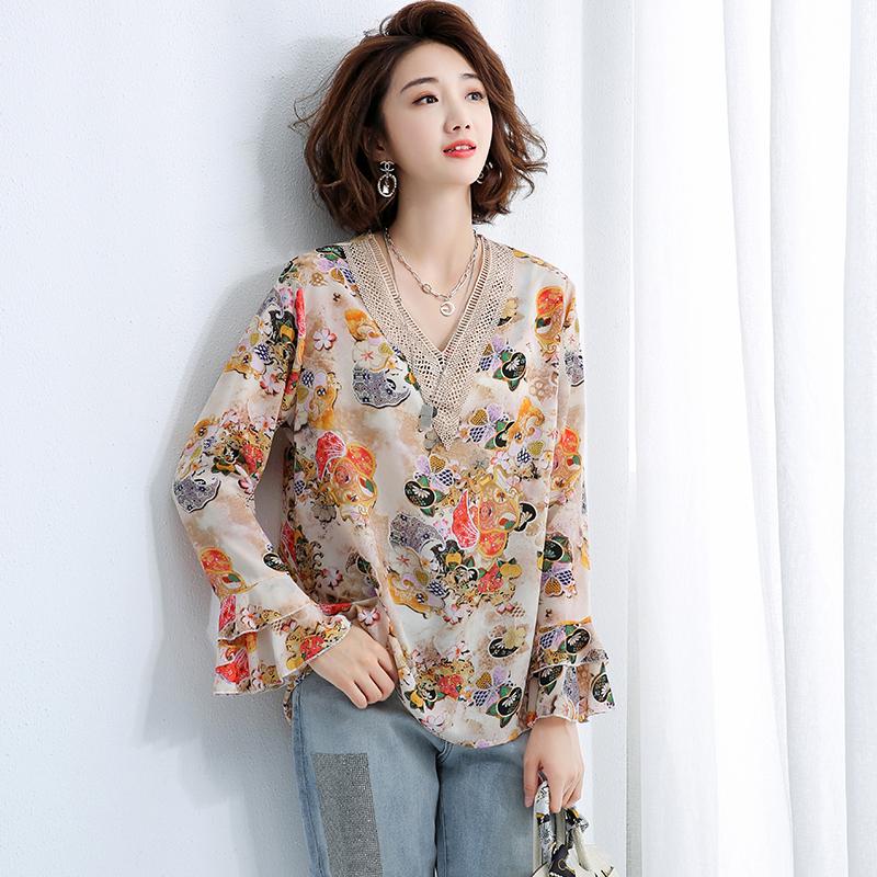 Women's Blouses & Shirts Blounse 2021 Spring Autumn Female Tees V-Neck Print Long Sleeve Loose Plus Size Lady Chiffon Ruffles Summer, White
Women's Blouses & Shirts Blounse 2021 Spring Autumn Female Tees V-Neck Print Long Sleeve Loose Plus Size Lady Chiffon Ruffles Summer, White