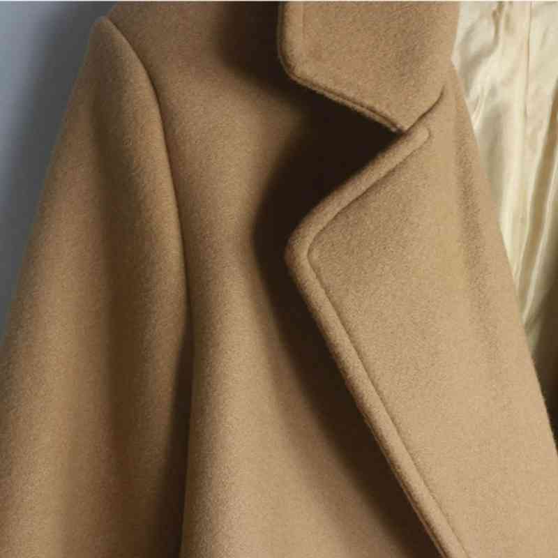 Winter Coat Plus Size Women Autumn Elegant Lapel Long Sleeve Warm Wool Jacket Korean Style Office Lady Camel Loose Overcoat 210526