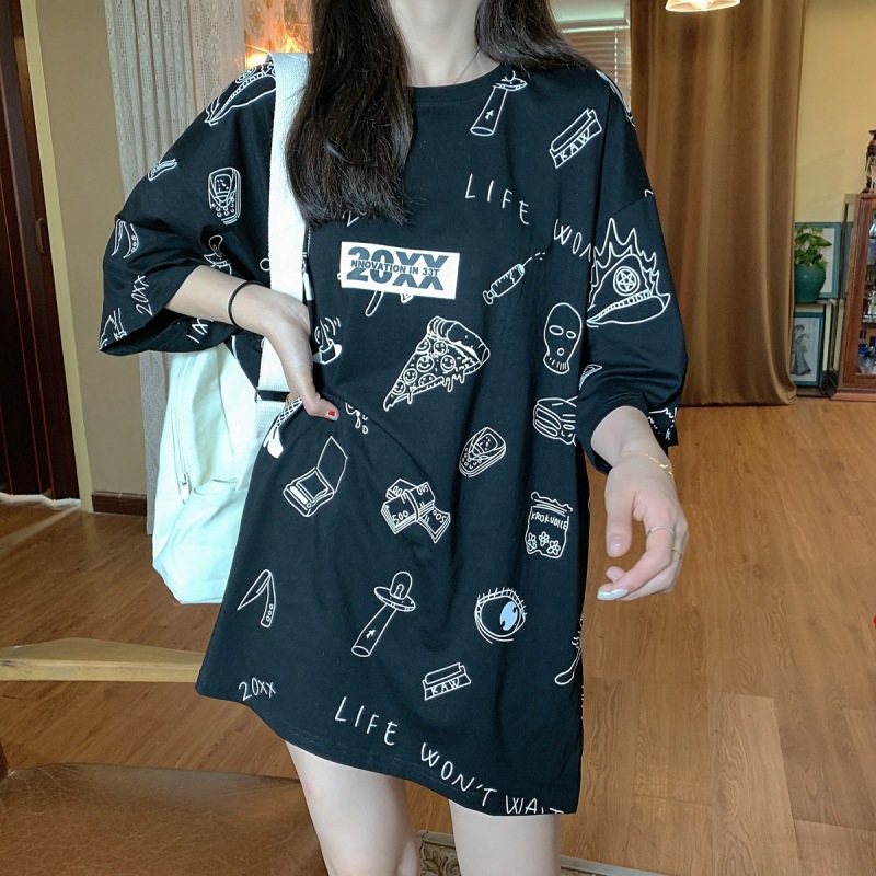 QNPQYX New Office Lady Letter Cartoon Print T Shirts Loose Short-sleeved T-shirt Women Summer Mid-length BF Wind Ins Tide Top, Black
QNPQYX New Office Lady Letter Cartoon Print T Shirts Loose Short-sleeved T-shirt Women Summer Mid-length BF Wind Ins Tide Top, Black