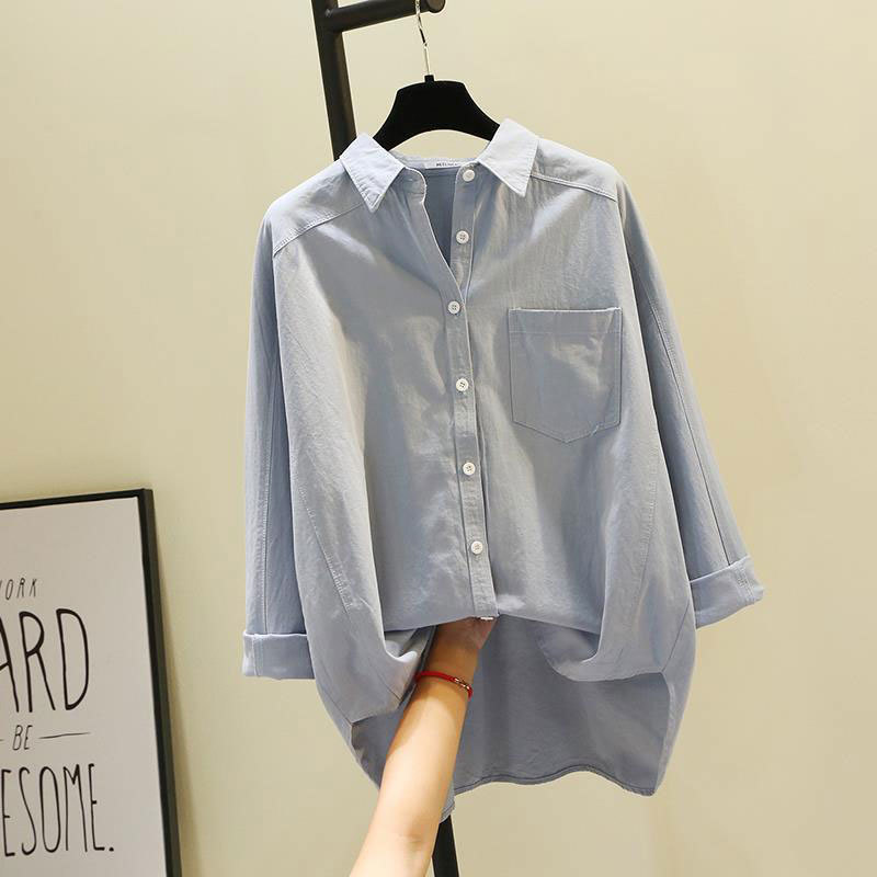 100% Cotton Women Shirt Plus Size Spring Loose Casual Long Sleeve Blouse Pink,White,Blue,Yellow Ladies Blouses Tops D75 210512