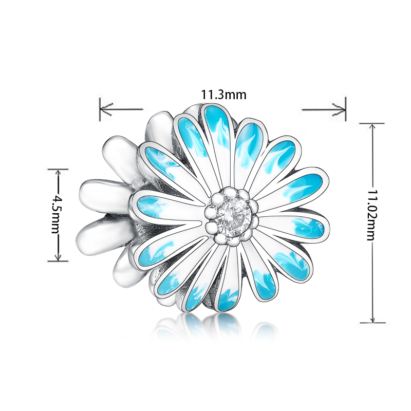 Authentic 925 Silver Fit Original Pan Charm Bracelet Pink Blue Enamel Daisy Flower Blooming Bead For Making Women Berloque
