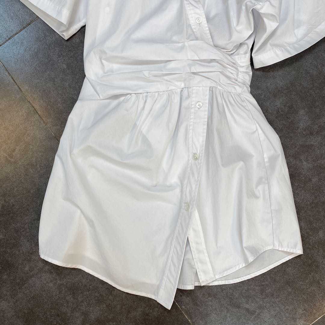 DEAT Spring Summer Fashion Casua Lapel Off Shoulder Short Sleeve Loose Diamond Letter Shirt Dress Women SJ974 210709