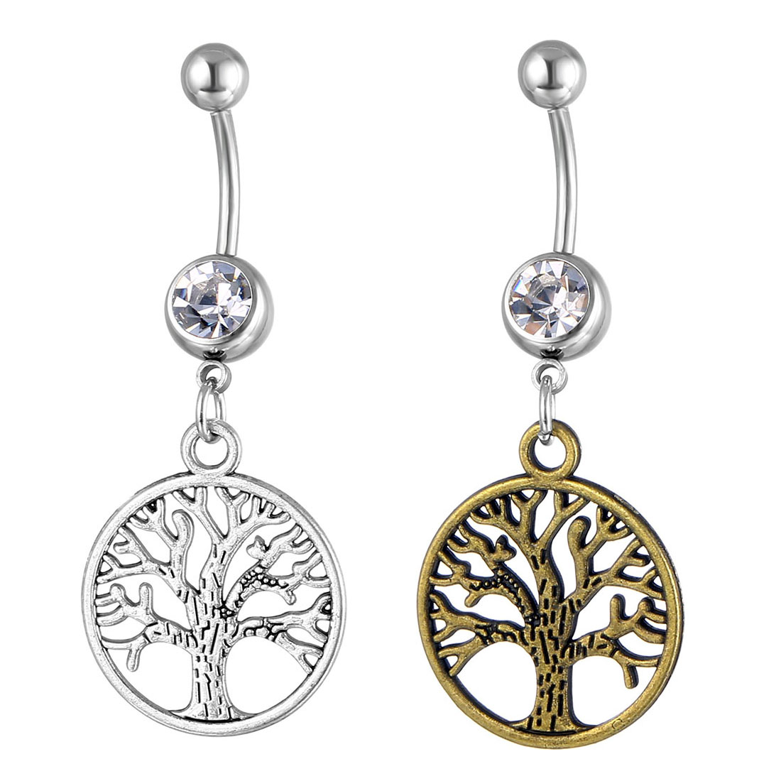YYJFF D0638 Life Tree Belly Navel Button Ring Mix Colors