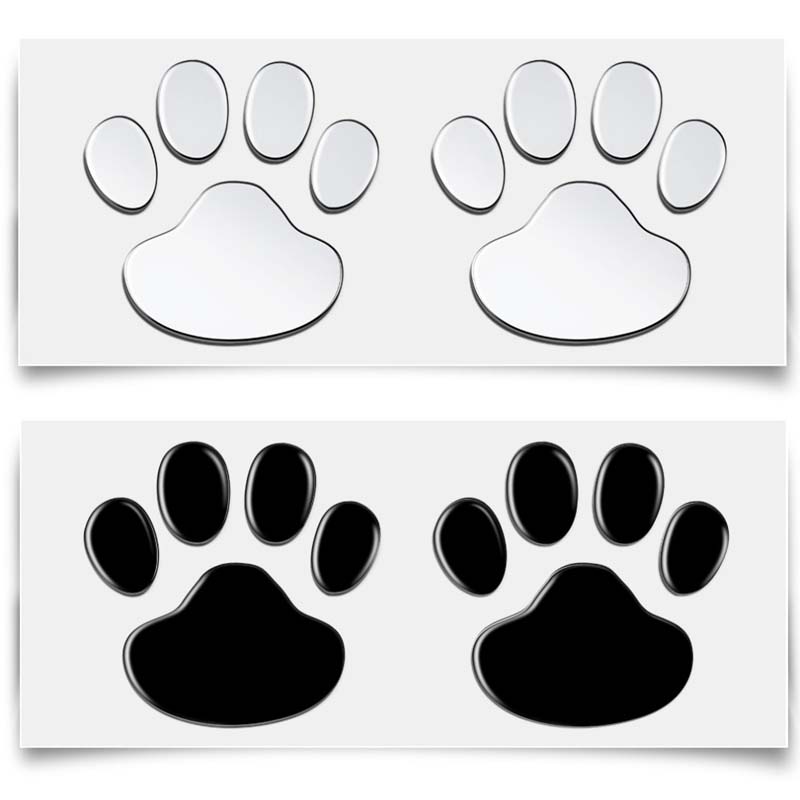 Cute Animal Paw Print Stickers - 2 Decals Set for Car, Laptop, Bike, Door with Waterproof 3D Design