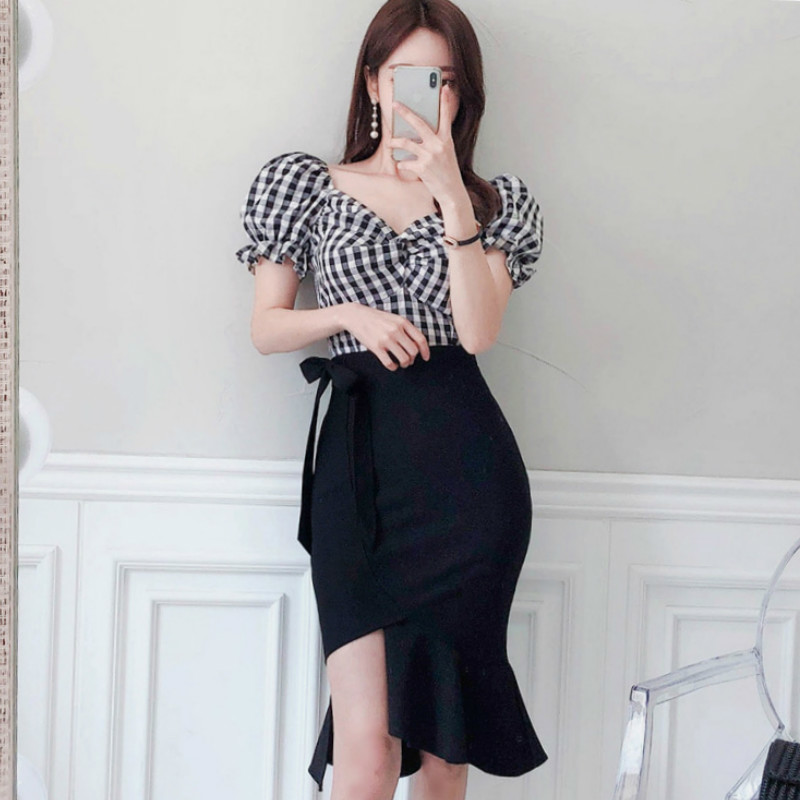 ZAWFL Plaid Puff Short Sleeve Blouse Shirt Bodycon Fishtail Irregular Skirt Two Piece Black Midi Sexy Women's Party Suit 210525, Picture color
ZAWFL Plaid Puff Short Sleeve Blouse Shirt Bodycon Fishtail Irregular Skirt Two Piece Black Midi Sexy Women's Party Suit 210525, Picture color