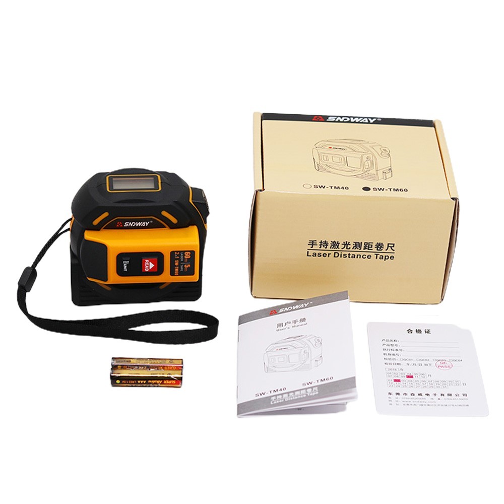 SNDWAY Laser Distance Meter Rangefinder Multifunctional Self-Locking Hand Tool Device Digital Retractable Laser Range Finder