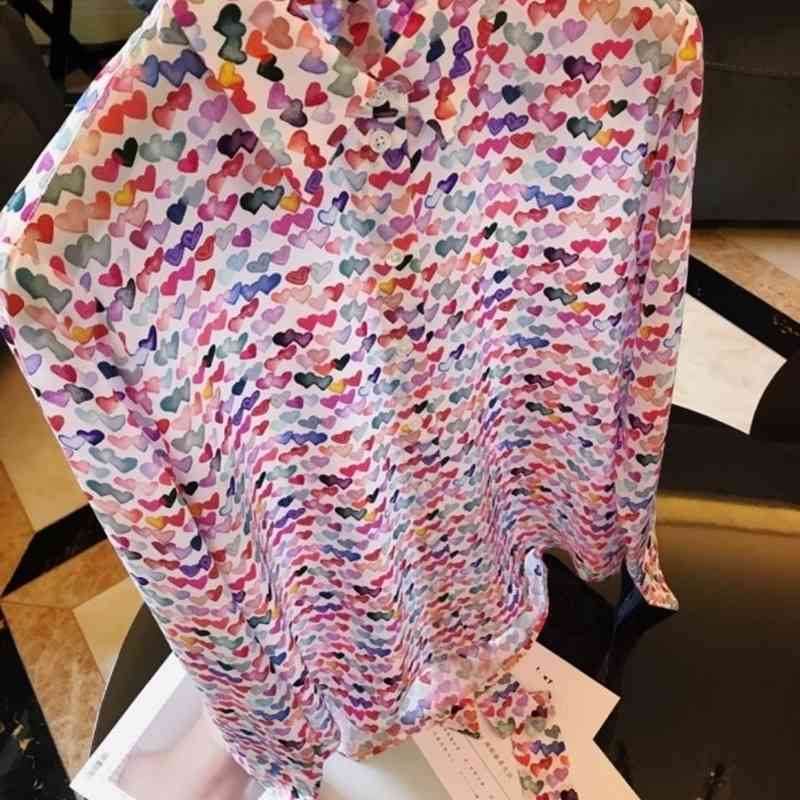 Nomikuma Korean Colourful Printing Blouse Shirt Causal Long Sleeve Turn-down Collar Women Tops Spring New Blusas New 6G111 210427