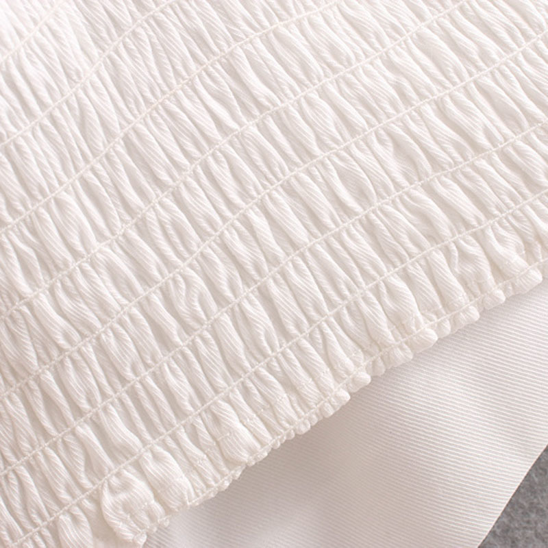 summer sexy high waist square collar shirt waist short temperament shirt women White single-breasted solid color female 210507